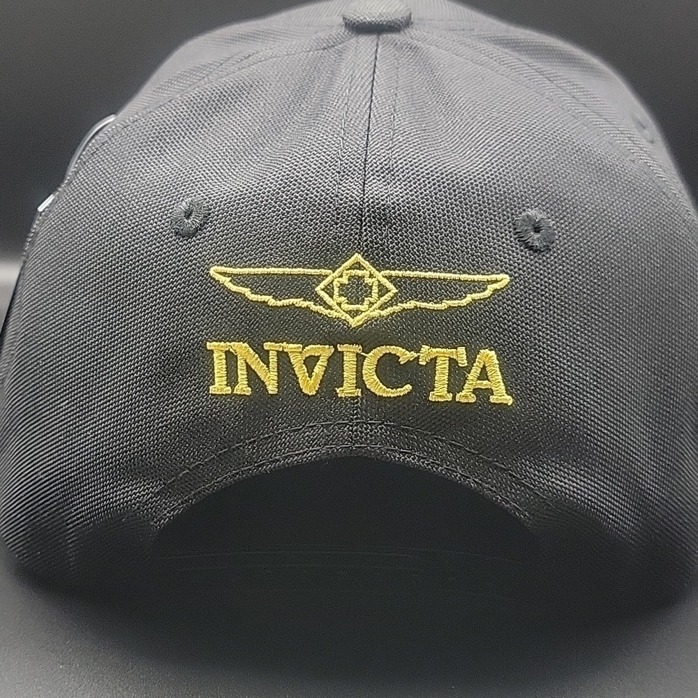 NEW Invicta Black Baseball Cap Yellow Embroidered Backward BBSD Snap Back Hat - Picture 4 of 12